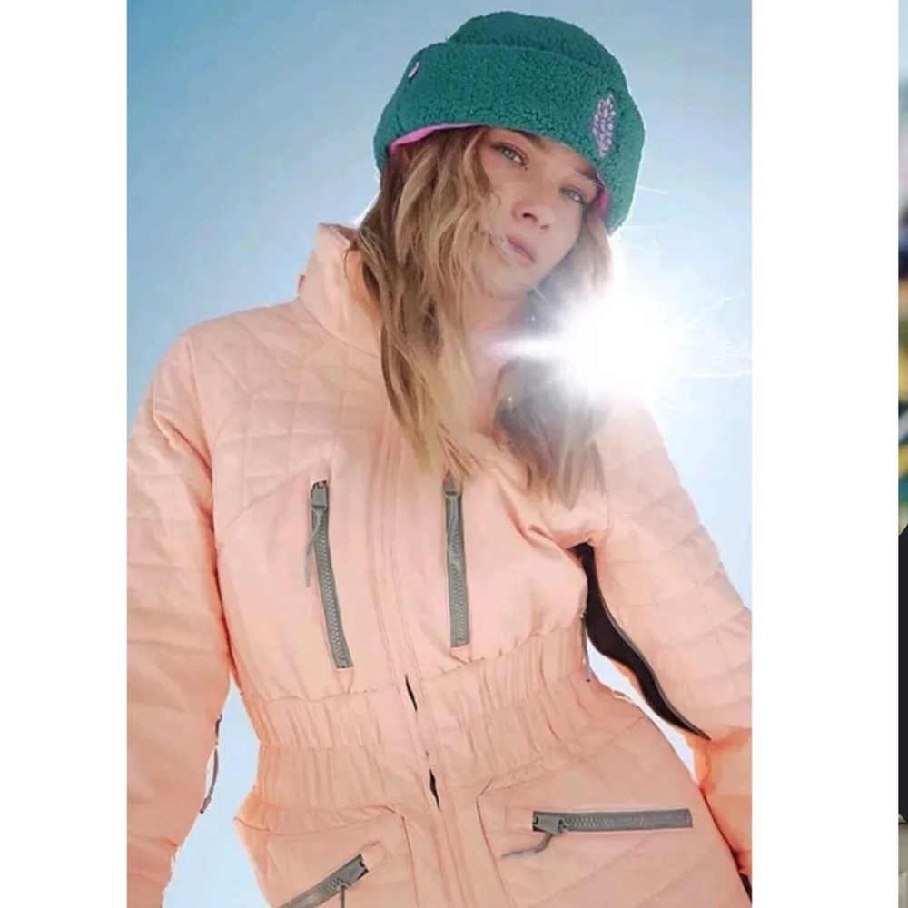 FP Movement | Quilted Ski Jacket | Peach/Gray | XS | PrimaLoft Warmest